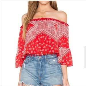 Tularosa Alexa Pom Pom off the shoulder top